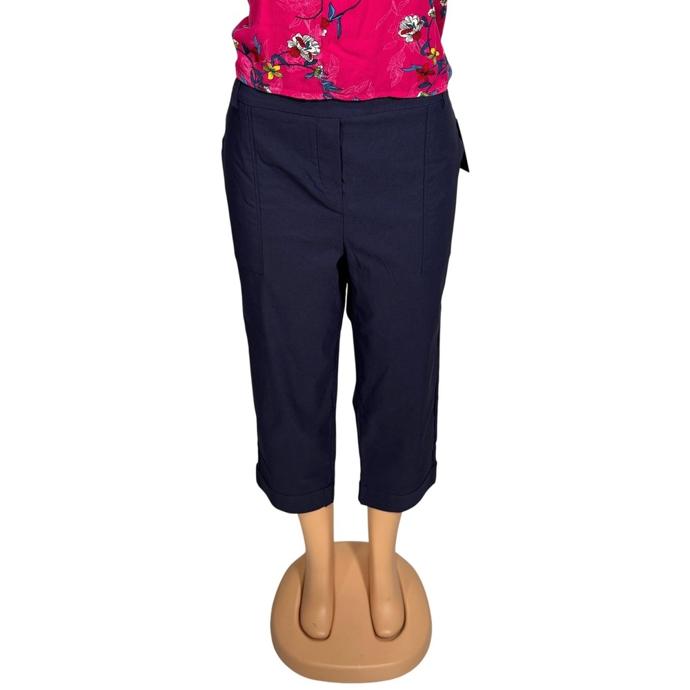 Rekucci Womens Navy Blue EcoCosy Straight Leg Crop Pants RE6900 Size 16 NWT